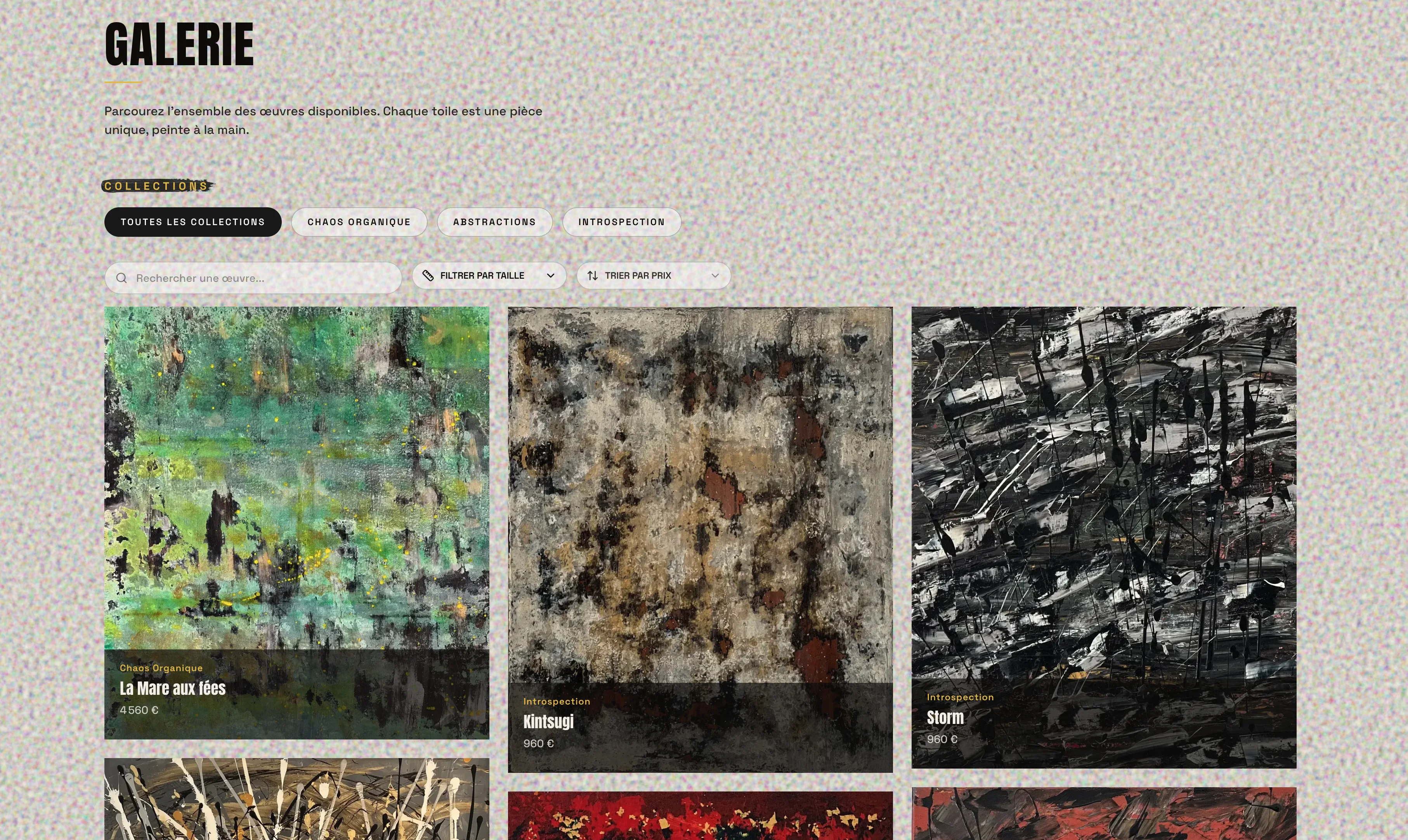 Site e-commerce artiste peintre — La galerie filtrée — vue 0