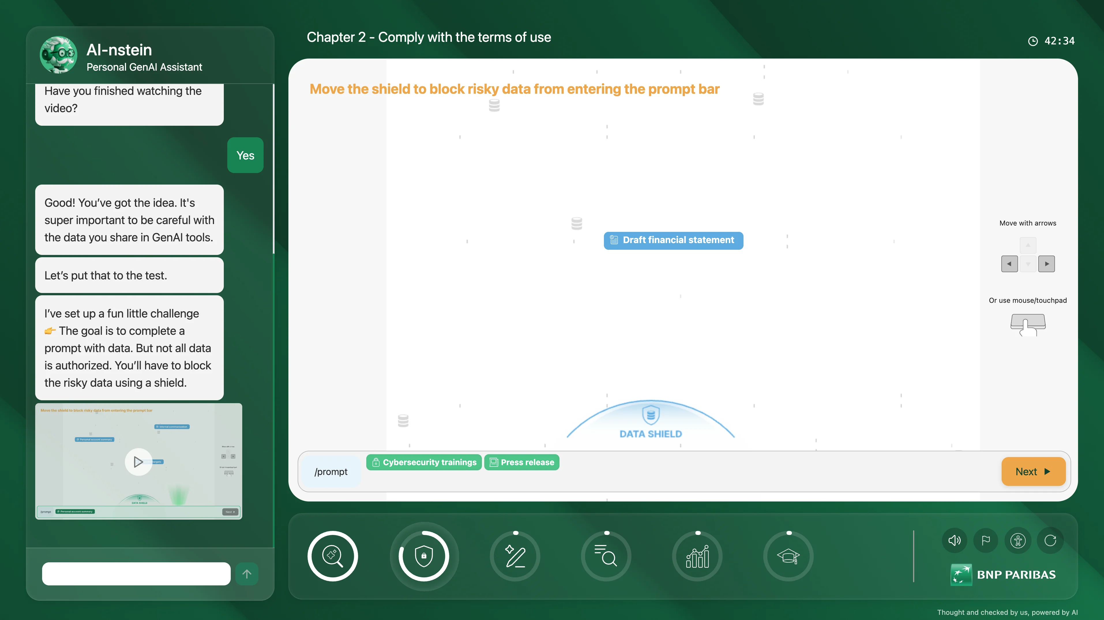Module e-learning IA générative — Les mini-jeux interactifs — vue 1