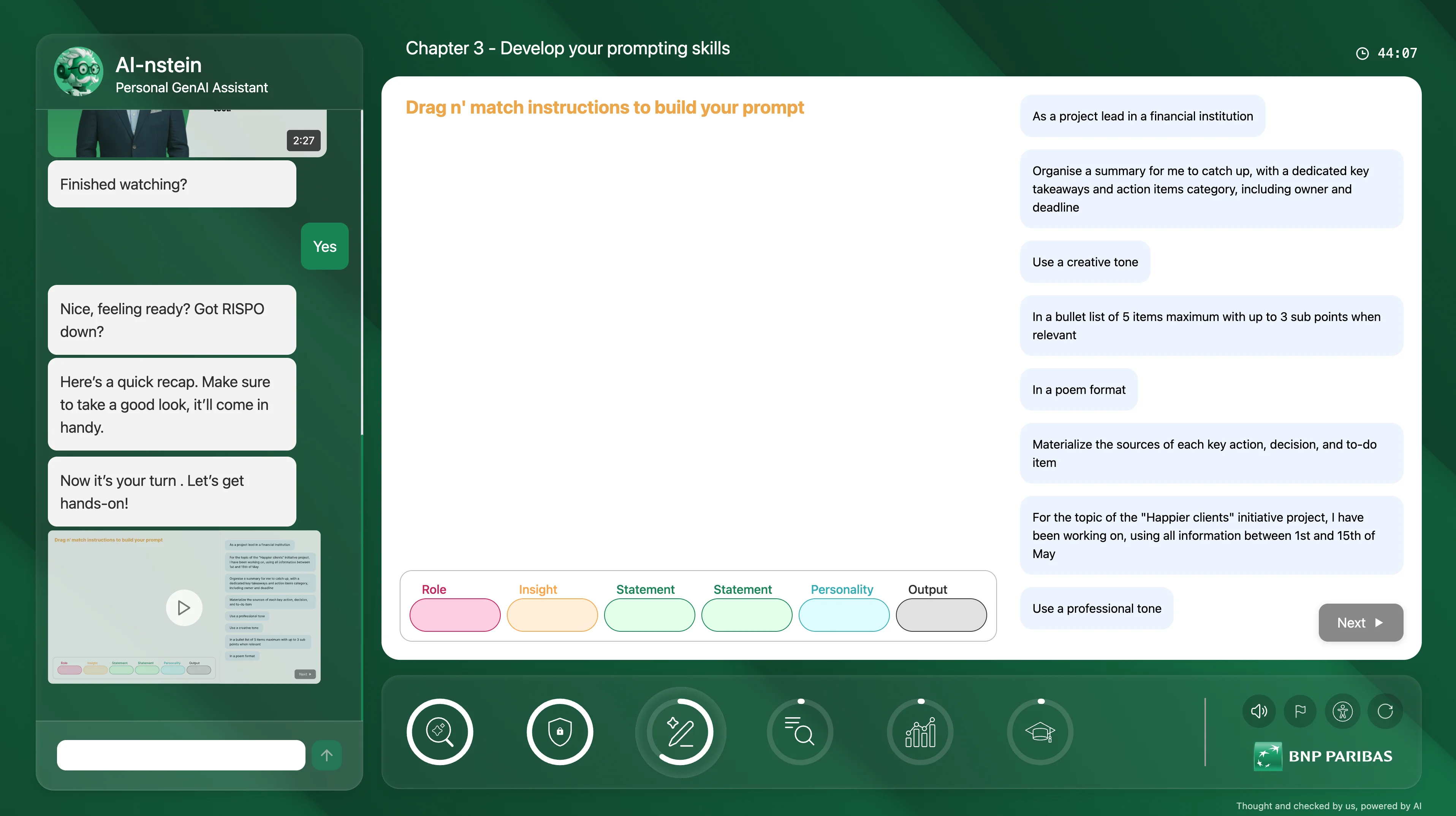 Module e-learning IA générative — Les mini-jeux interactifs — vue 2