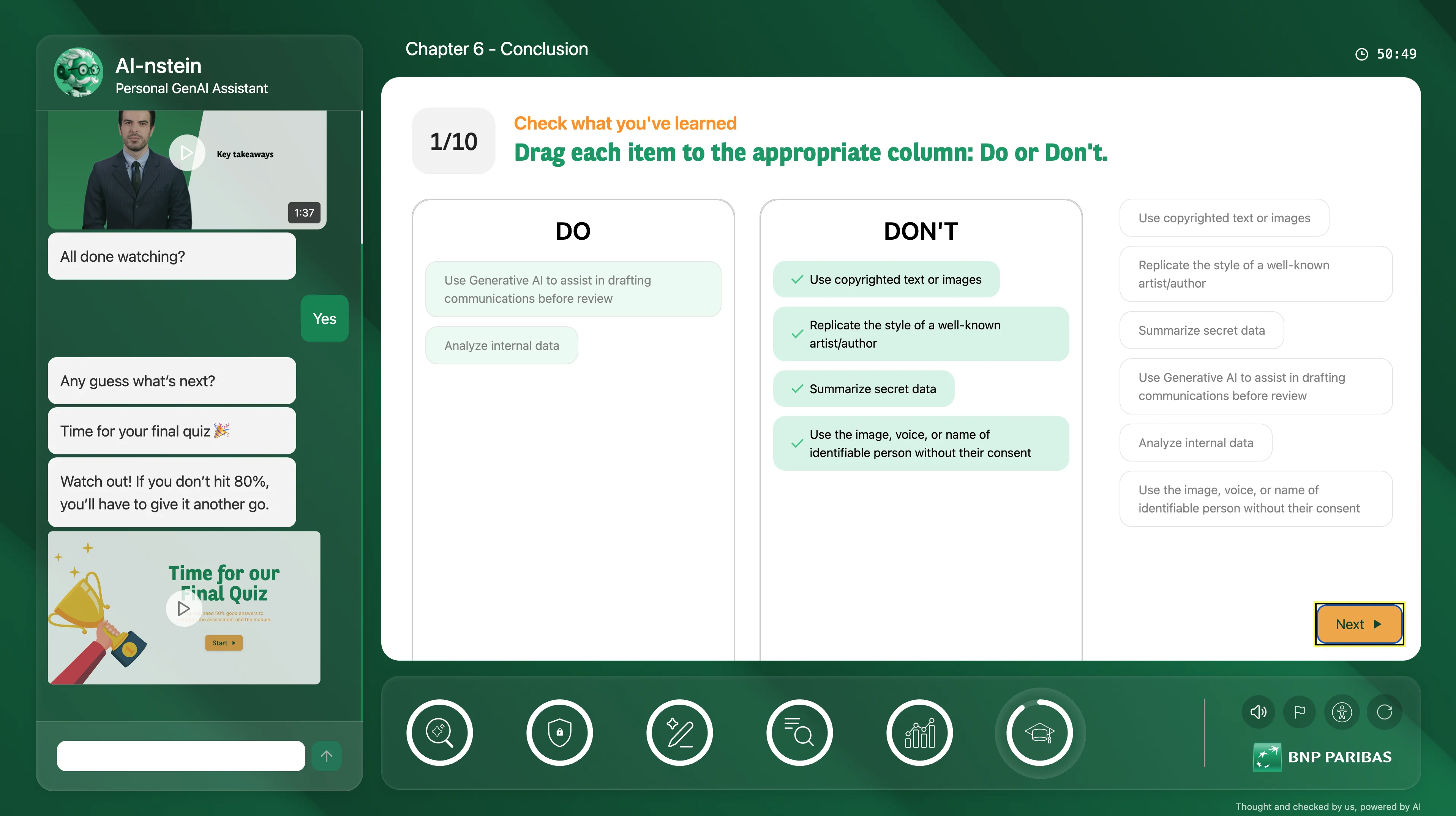 Module e-learning IA générative — Apprentissage, récaps & résultats — vue 6