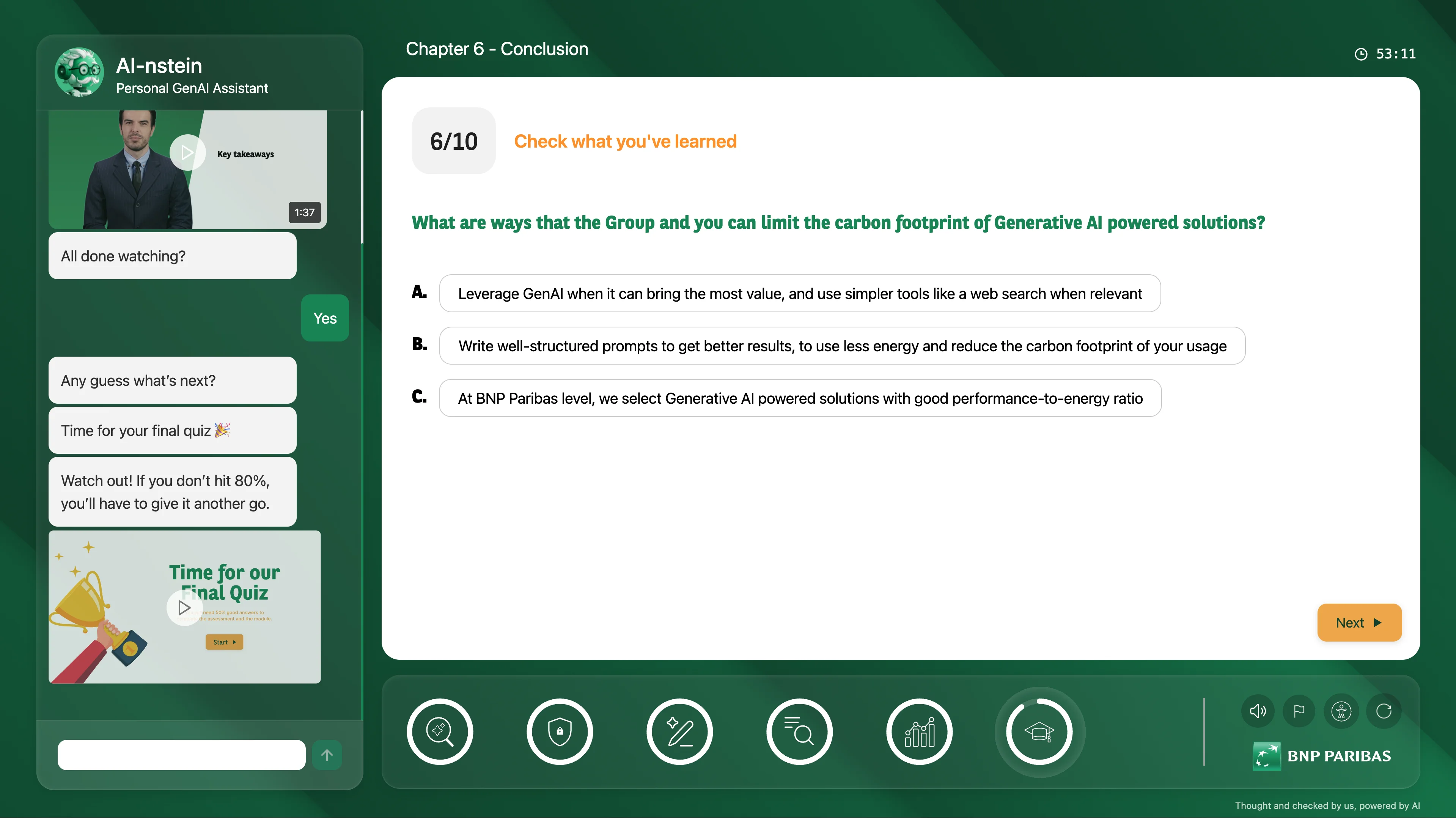 Module e-learning IA générative — Apprentissage, récaps & résultats — vue 7